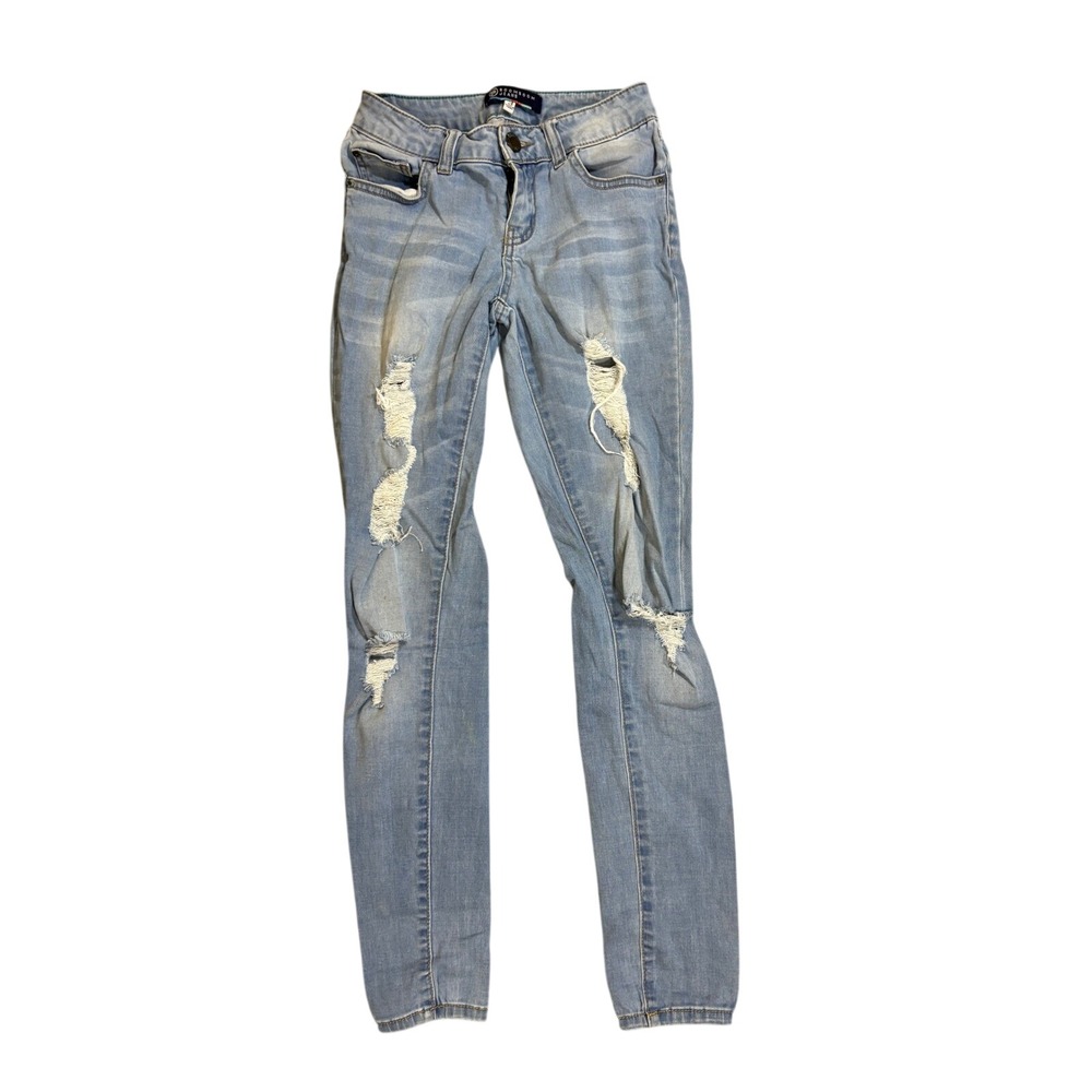 Boom Boom Jeans Distressed Skinny Jeans Womens‎ 3 Light Blue Ripped Denim